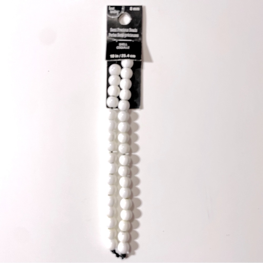 Bead Landing Semi Precious Natural Round White Shell Beads 8mm Jewelry Making